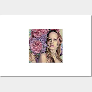 Beautiful girl with roses Posters and Art